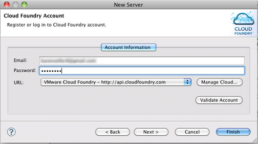 sts cf new server credentials